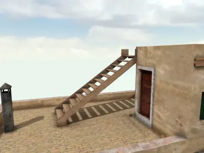 Old High-Quality 3D Colonial House Low-poly 3D model 8