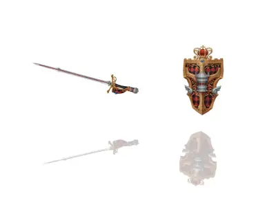 Crown Protector - Sword and Shield Low-poly 3D model