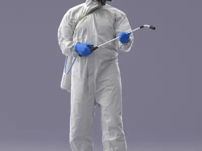 000342 Disinfector in Protective Suit 0329 3D model