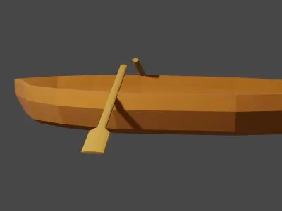 Low Poly Rowboat wooden boat Free low-poly 3D model