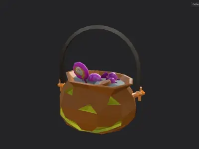 Pumpkin basket Free low-poly 3D model