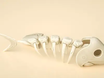 fish bone fossil Low-poly 3D model
