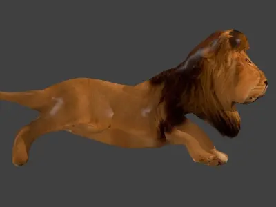 Lion 3d running Low-poly 3D model