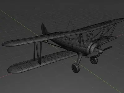 Rigged Antique Biplane 3D model