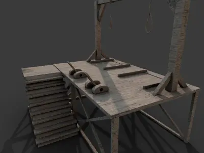 Gallows wooden platform Low-poly 3D model