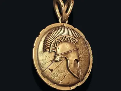 Spartan Helmet Shield pendant 3D print model