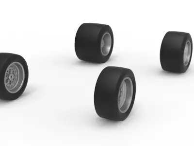 Wheel Set of Pavement Silver Crown Car Version 2 Scale 1 to 25 3D print model