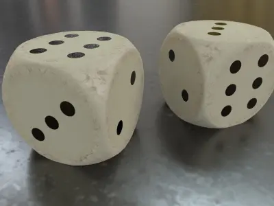 Antique Dice PBR Game-Ready Low-poly 3D model