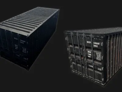 Low-poly PBR Shipping Container Six Pack Low-poly 3D model