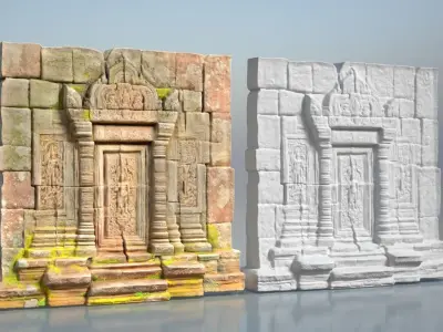 Low poly ruin Temple Walls - 240630 Low-poly 3D model