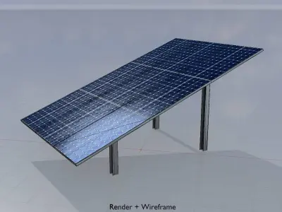 Solar module version 1 width 6500mm tilt angle 20 degrees Low-poly 3D model