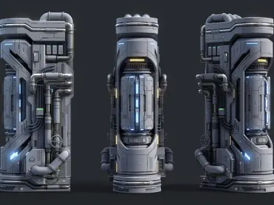 Sci-Fi Parts Kit Pack Vol 02 F-PBR Low-poly 3D model