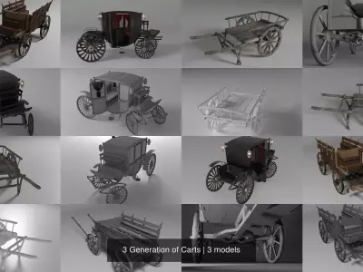 3 Generation of Carts 3D Model Pack