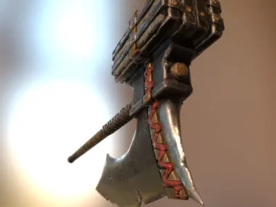 Fantasy War Axe Low-poly 3D model