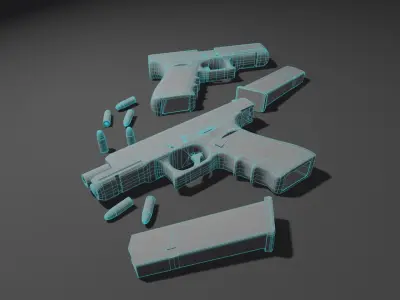 Glock 17 Gen 4 Pistol  Low-poly 3D model