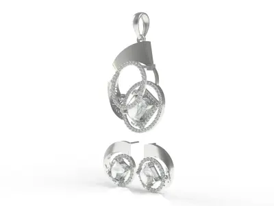 Diamond Pendant Set 07 3D print model