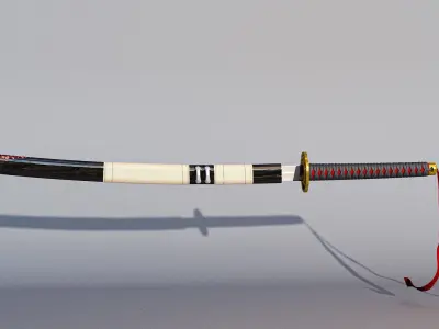 Katana Samurai Sword Low-poly 3D model 16
