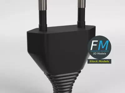 2-Pin AC Type C European Power Plug 3D model