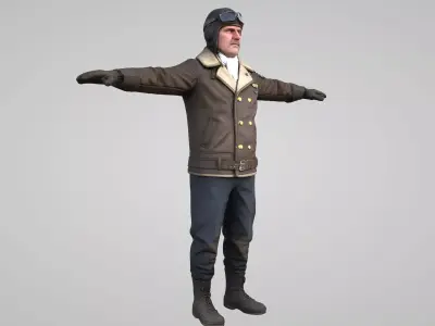 vintage airplane pilot 3D model Low-poly 3D model