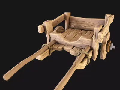 Stylized medieval cart Free low-poly 3D model