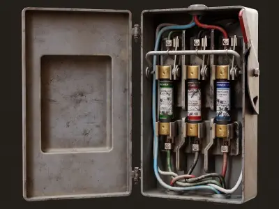 Low Poly PBR Fuse Box Low-poly 3D model