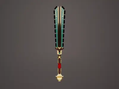 Aztec Macuahuitl Mallet Weapon Semi Realistic PBR Game Ready Low-poly 3D model
