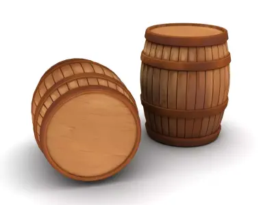 Stylized Wooden Barrel  Low-poly 3D model