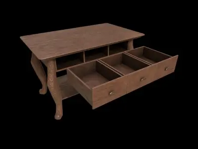 Vintage Drawer Low-poly 3D model