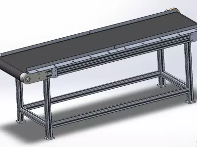 Industrial Belt Conveyor System  SolidWorks Assembly 3D model