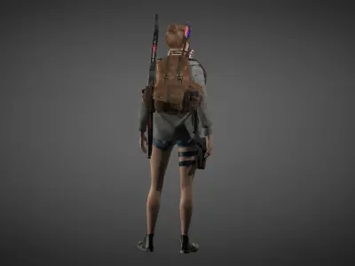 Hunter girl lowpoly 3D model  Low-poly 3D model