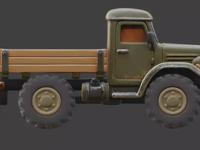 Stylized Chibi WWII Military Truck Low-poly 3D model