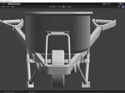 Wheelbarrow Low-poly 3D model 8