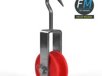 Pulley with a hook 3D model
