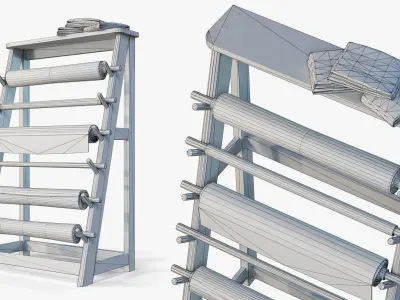 Rack Fabric Roll Textile Low-poly 3D model