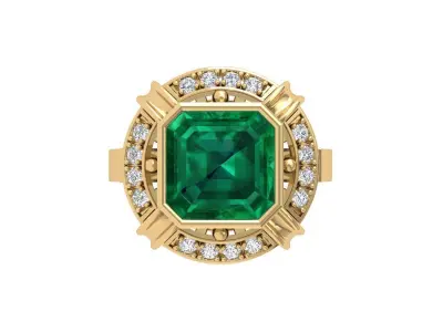 Asscher Art Deco Ring 3D print model 3