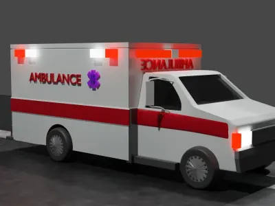 Ambulance emergancy vahicle  Low-poly 3D model