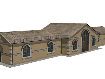 railway station Low-poly 3D model