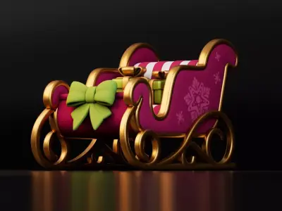 Christmas Sleigh Free low-poly 3D model
