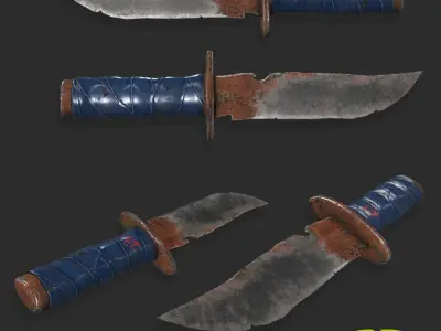 Combat knife 3D model 5