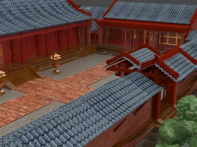 Chinese courtyard house 3D model 3