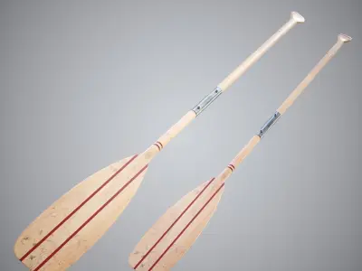 Wood Oar Low-poly 3D model