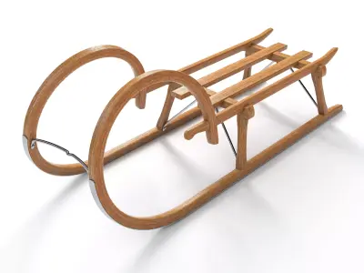 Vintage Wooden Sled 3D model