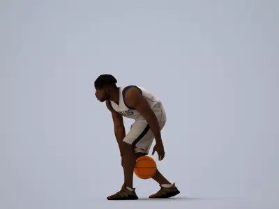 00483Aaron005 - Adult Black male crouching during exercise in 3D model