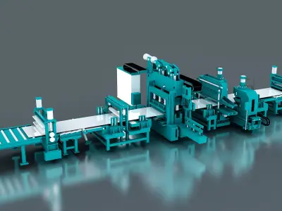 Metal Sheet Straightening Rolling and Cutting Machine 3D model