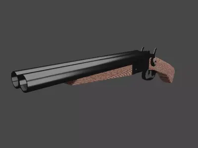 Double Barrel Shotgun Low-poly 3D model get
