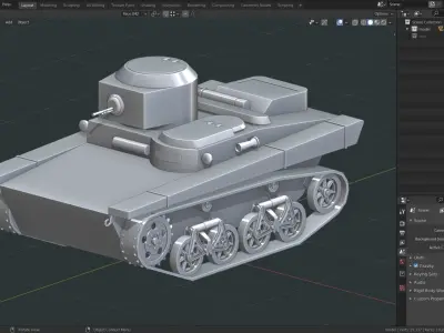 T 37a Tank Base Mesh Low-poly 3D model