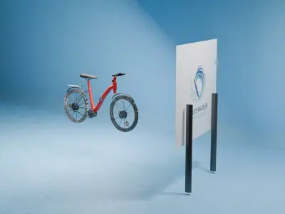 Bicycle Model with Headlight Animated Low-poly 3D model