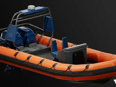 Military Boat - Rigged and BP Controllable with Skins Low-poly 3D model