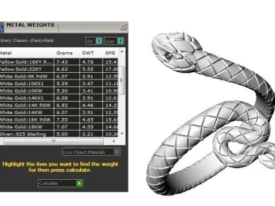 Beautiful snake ring 3d model 3D print model