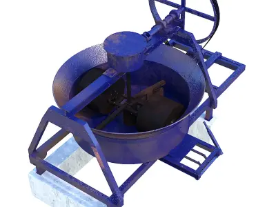 CONCRETE PAN MIXER WITH BLADES AND ROLLER 3D model